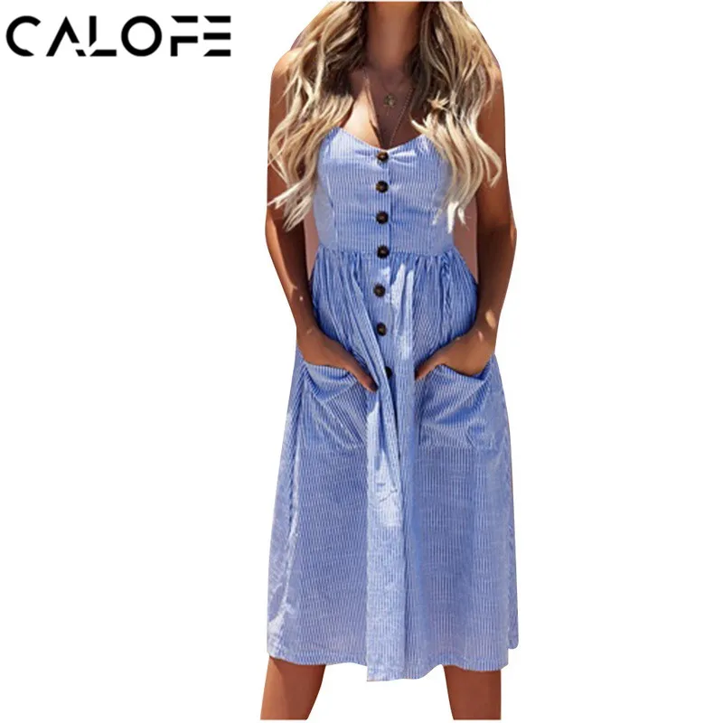 2018 Summer Striped Beach Dress With Pocket Women Strap Long Swim Dresses Brand Swimsuit Sleeveless Vestidos Loose Sundress