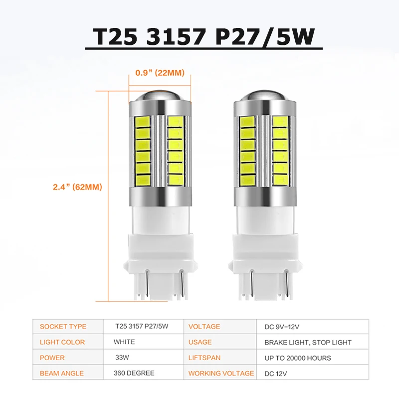 Oslamp T10 T15 T20 T25 1156 1157 SMD автомобилей светодиодные лампы перерыв сигнал поворота света Обратный Свет просвет чтение свет 12 В - Испускаемый цвет: 2pcs T25 3157 White