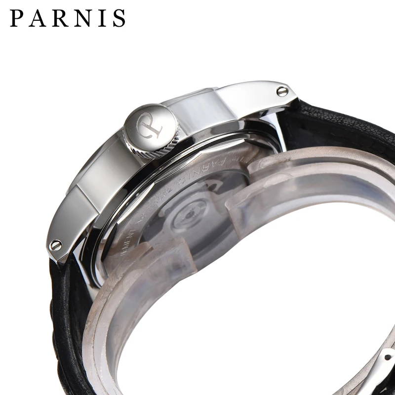 43mm Men Watch Parnis Automatic Watch Black 12&24 Hour 10BAR Waterproof Luminous GMT Mechanical Wat
