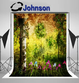 

party background Vinyl cloth High quality Computer print Garden Gate Column Irises Grunge Retro Flower Tree backdrops