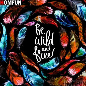 

HOMFUN Full Square/Round Drill 5D DIY Diamond Painting "Letter feather" 3D Embroidery Cross Stitch 5D Home Decor A14572