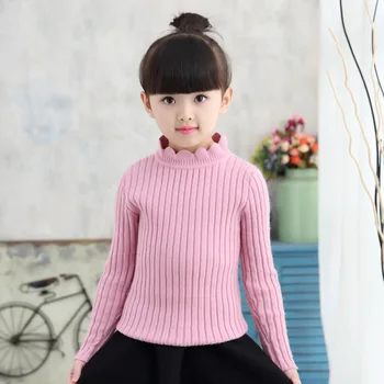 

Children's Garment New Pattern Girls Unlined Upper Autumn Winter Lace Thickening Rendering Sweater Parenting Kids Clothing