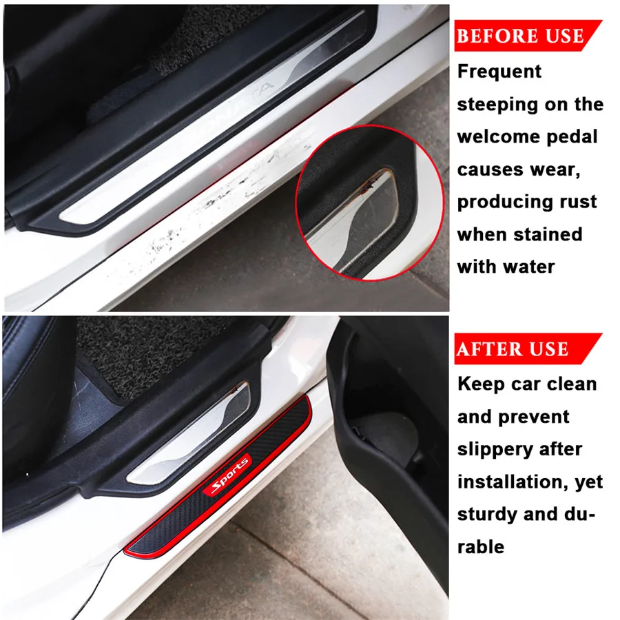 HUAQIEMI 4Pcs Car Stainless Steel Kick Plates Anti-scratch Welcome Pedal Sticker Scuff Threshold Cover Protection Plate for Nissan JUKE 2010-2020 Door Sill Trim Accessories