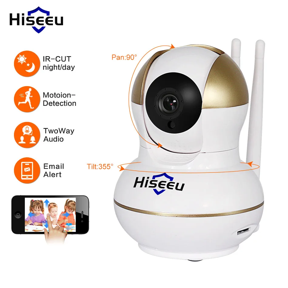 

Hiseeu HD IP Camera Wireless Wifi Video Surveillance network home Security Camera Support 433MHz Wireless Detector Baby Monitor