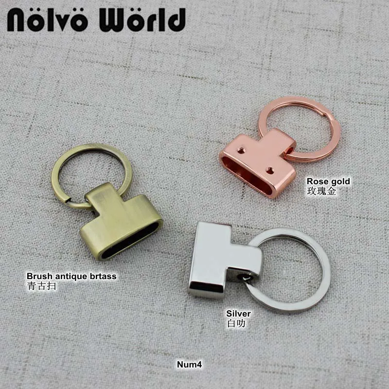 

10-30pcs 3 colors Customize T-shape Key Fob With 23mm Split Key Rings Fob Hardware with Key Ring Spilt Ring For webbing cord end