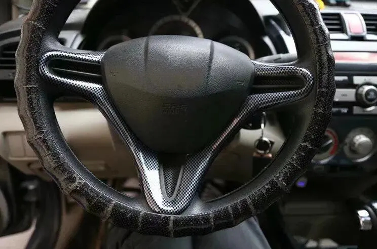 Для Honda City 2008-2012 1 шт. дерево АБС Автомобильный интерьер рулевое колесо Крышка отделка, наклейки аксессуары автомобиля Стайлинг молдинги
