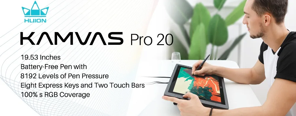 Huion KAMVAS Pro 20 GT-192 без батареи наклон поддержка графический Рисунок ручка дисплей монитор 8192 уровень с экспресс-ключами сенсорные панели