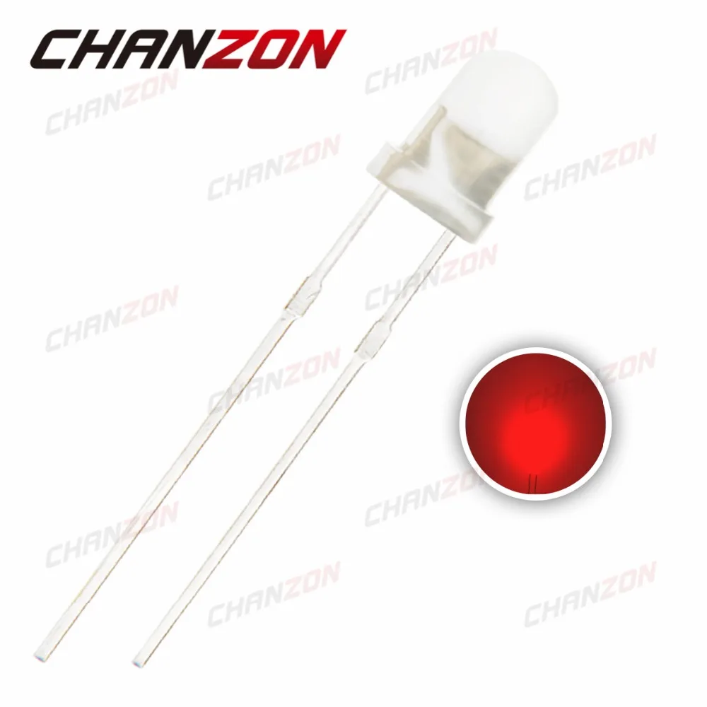 CHANZON 100 шт. 3 мм светодиодный диодный Красный рассеянный круглый светильник с