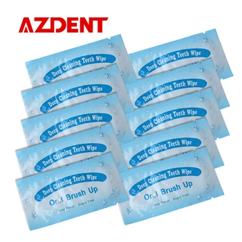 

50 pieces AZDENT Textured Finger Teeth Wipes Brush Ups Dental Clean Pre/Post Whitening (Pack of 50) Teeth Whitening