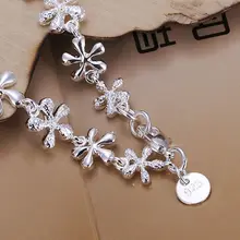 Браслет 925 серебряный браслет 925 Серебряный Модный Ювелирный Браслет сливовый колье с цветочным медальоном amzn LH156