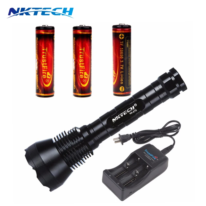 

Outdoor Flashlight Super Bright 9T6 9x Bulb LED 11000 Lum5 Modes Flashlight Torch Fit+ 3X TrustFire 18650 3000mAh + Charger