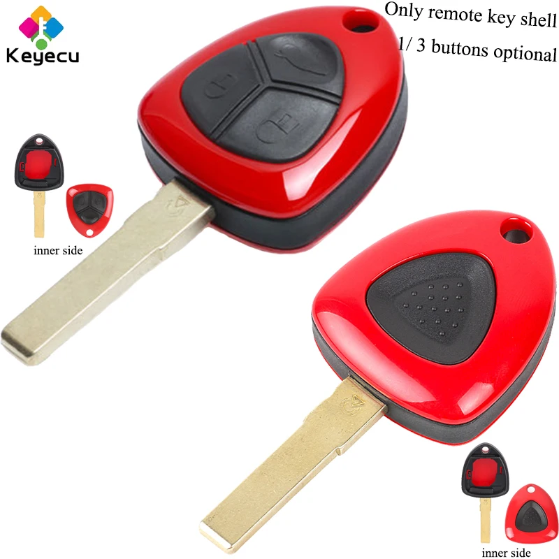 KEYECU Replacement Remote Car Key Shell - 1/ 3 Buttons - FOB for Ferrari F430 2005-2009 / 458 Italia 2010-2014 / FF / 599-GTB...