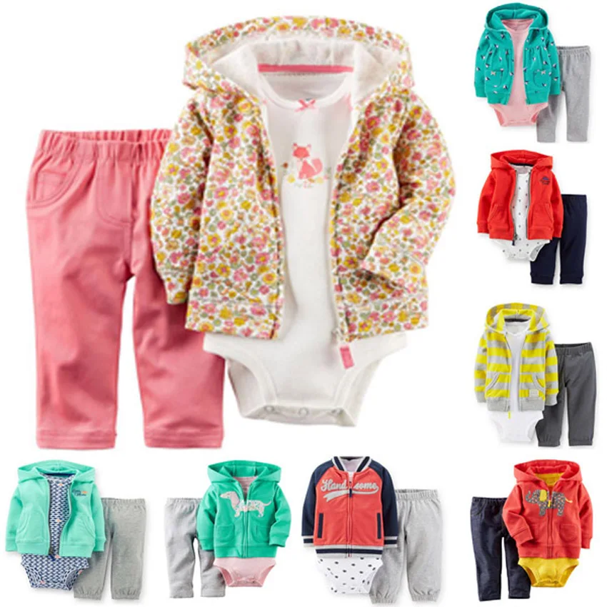 

3pcs Autumn and Winter  Romper Baby Boy Clothes Set Winter Long Sleeve Boys Jumpsuit Infant Baby Boys Coats Jackets
