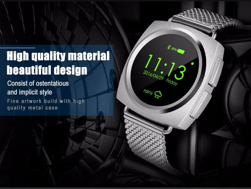 Металлический или кожаные Смарт-часы с 128 Мбит/с+ 64 Мбит полный круглый экран сердечного ритма MTK2502 BT4.0 Совместимость с ios и Android