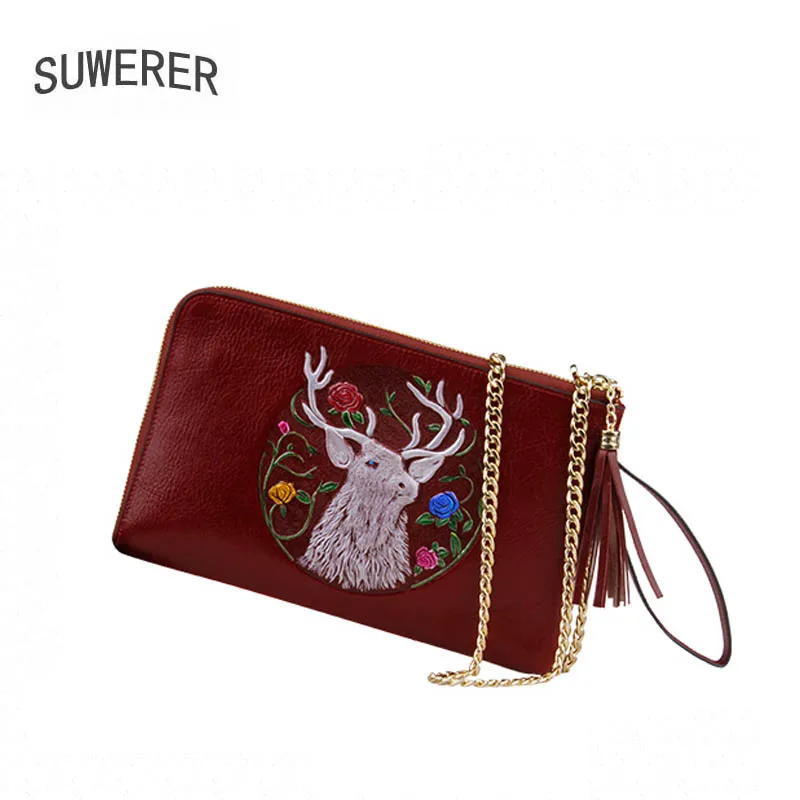 SUWERER Echt Leer vrouwen tas voor vrouwen 2018 nieuwe luxe mode Envelop tas designer Embossing lederen clutch bag SUWERER Echt Leer vrouwen tas voor vrouwen 2018 nieuwe luxe mode Envelop tas designer Embossing lederen clutch bag