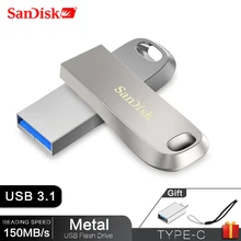 Двойной Флеш-накопитель SanDisk USB3.1 флеш-накопитель 32 ГБ флэш-накопитель 64Гб флеш-накопитель 128 ГБ U диск 256 ГБ металлическая 150 МБ/с. CZ74 для ноутбука/планшета/автомобиль/ПК