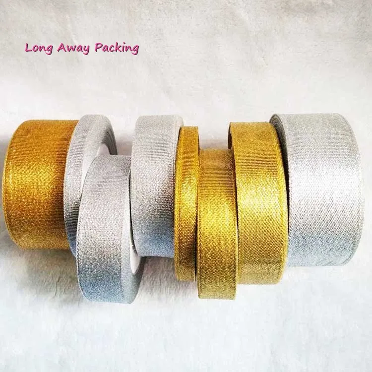 

25 Yards Gold/Silver Silk Satin Organza 1-4CM Glitter Embroidered Onions Ribbons for Wedding Cake Gift Bouquet Craft