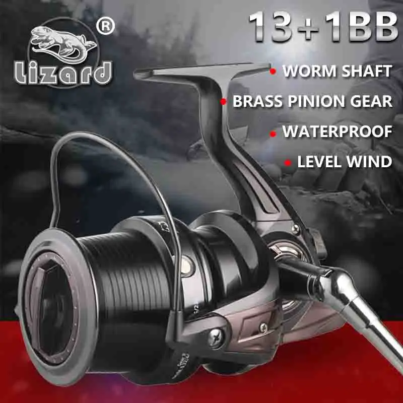 baratas Lagarto 10000 tamanho full metal carretel Jigging corrico long shot fundição para as carpas e surf fiação de água salgada grande carretel de pesca do mar