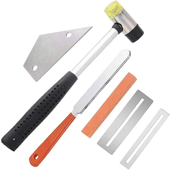 

HOT-Guitar Maintenance Tool Set Guitar Pin Silk Hammer Neck Leveling Ruler Pin Silk Grinding File