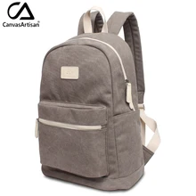 Canvasartisan brand new unisex canvas backpack men and women leisure rucksack big capacity laptop travel backpacks light gray