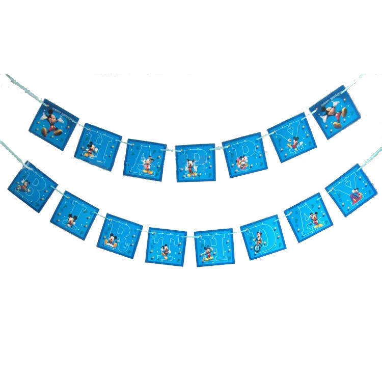 

15Pc/set Mickey mouse Sign Happy Birthday Banner Kids Birthday Party Garlands Banner Baby Shower Decoration Supplies