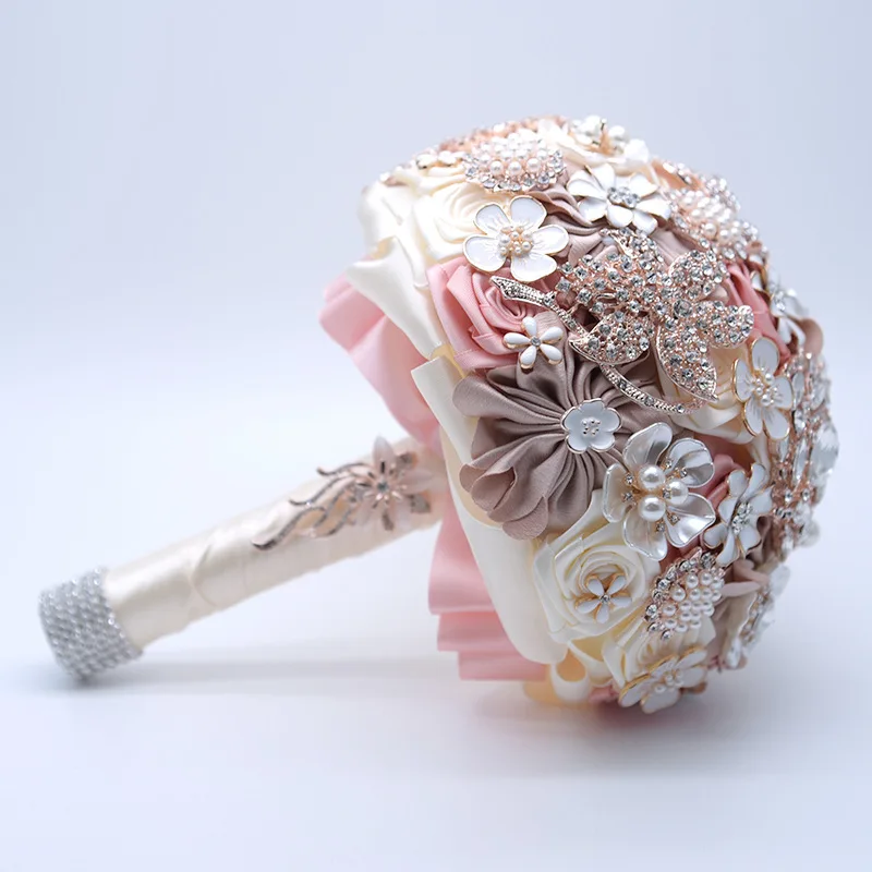 Ayicuthia шелковые свадебные цветы ”из страз красно-розовый брошь в виде букета золотые броши для невесты свадебное платье Букеты Свадебные S10