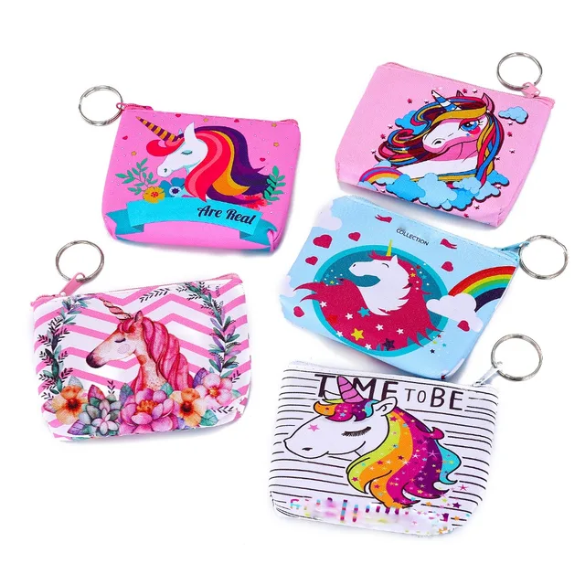 Cute Animal Unicorn Coin Pocket Purses Women Small Storage Pouch For Card Holders Key Case Zipper Girls Change Wallet Money Bag