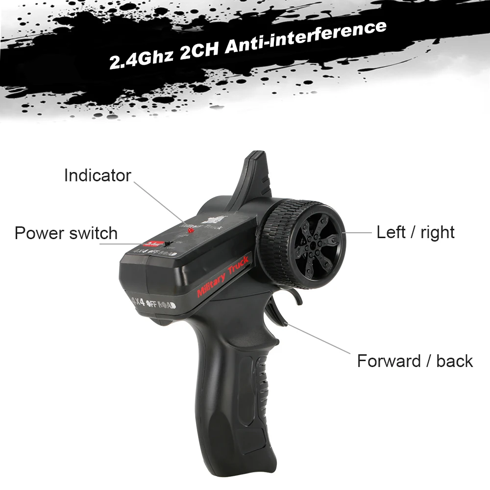

2.4GHz 2CH Transmitter Remote Controller for WPL C24 C14 2.4G 4WD RC Crawler RC Car Parts