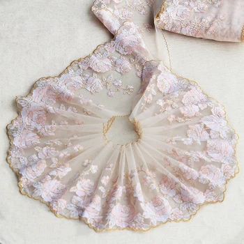 

2y/lot Pink Exquisite Embroidered Lace 2pcs Trim Lace Fabric Quality Lacer Ribbon DIY Craft&Sewing Dress Clothing Accessor