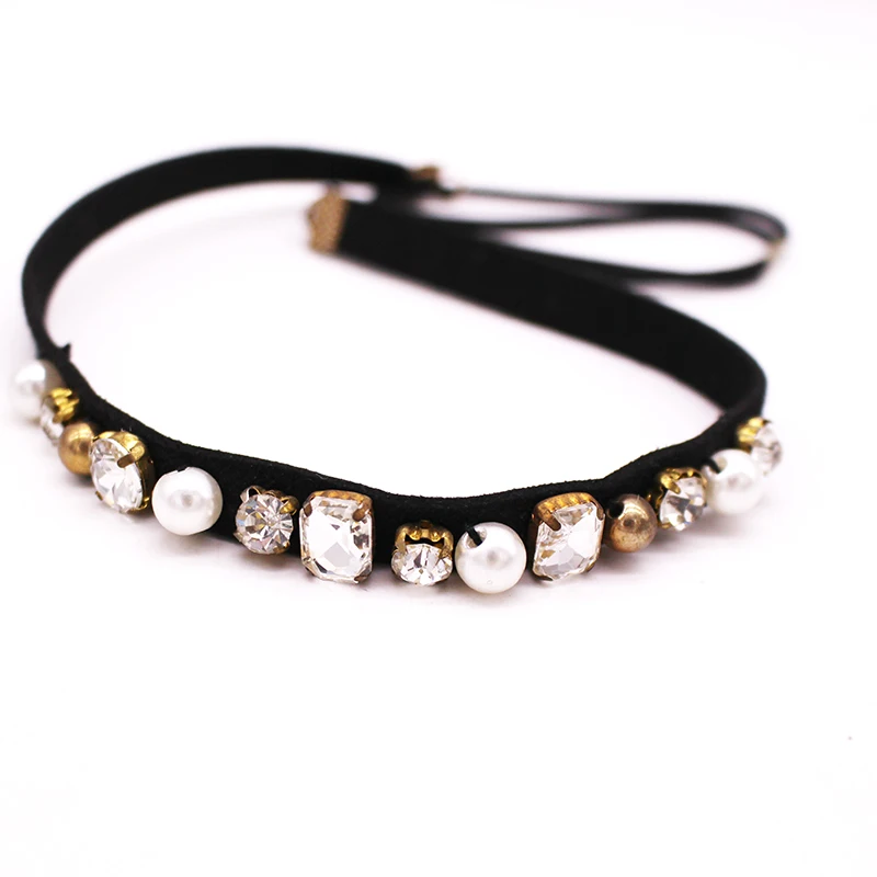 

Vintage Bohemian Ethnic White Pearl Geometric Hairband Braided Elastic Rhinestone Headband Tribal Hair Accessories