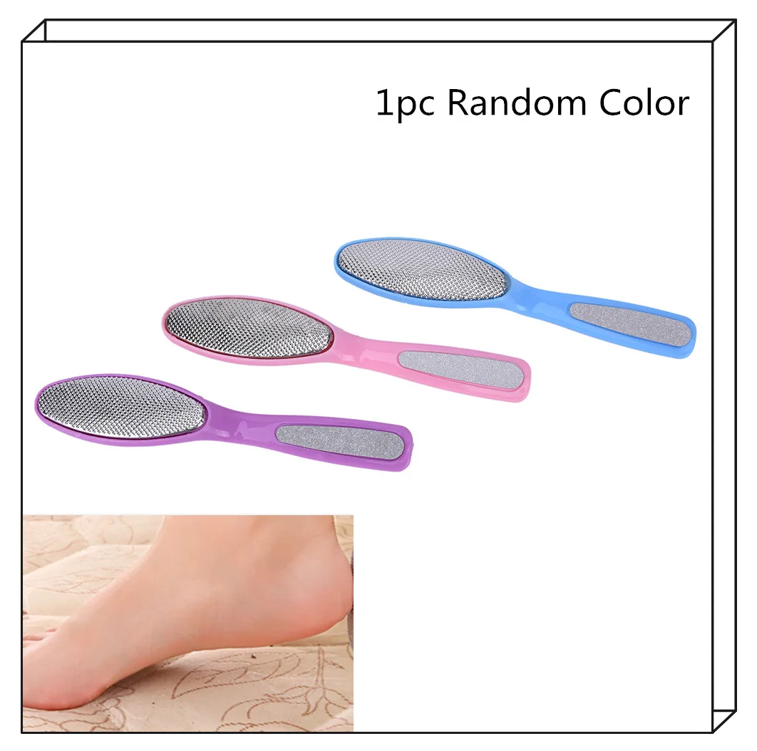 1Pc Double Side Stainless Steel Foot Rasp Callus Dead Skin Remover Exfoliating Pedicure Hand Manual Foot File Random Color