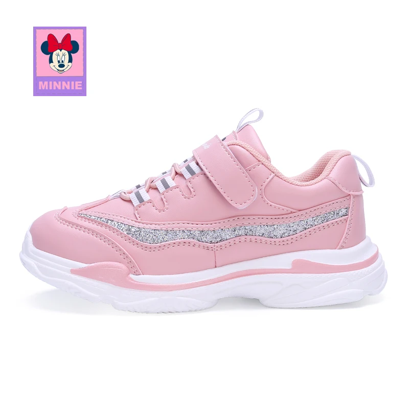Disney/детская обувь; весенние кроссовки для малышей; обувь на плоской подошве; черная кожаная обувь для мальчиков и девочек; Новинка года; модные кроссовки - Цвет: Pink Minnie Shoes