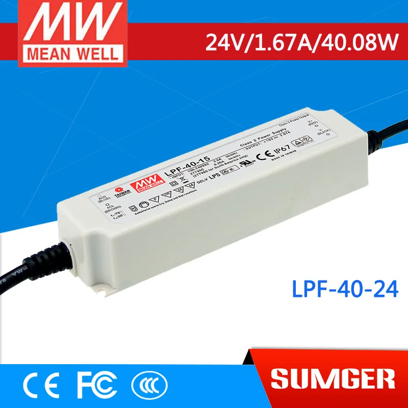 

[MEAN WELL] original LPF-40-24 24V 1.67A meanwell LPF-40 24V 40.08W Single Output LED Switching Power Supply