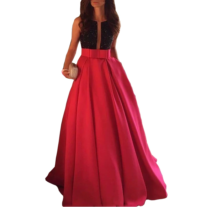 

Fashion Long High Waist Women's Skirts A-Line With Bow Sashes Ruffle Custom Made Formal Party Skirt