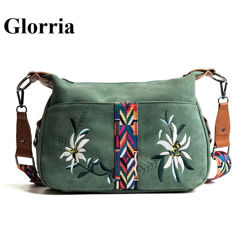 

Glorria Crossbody Bags for Women Embroidery Flowers Shoulder Handbag Women Wool Tote Crossbody Bag Female Big Messenger Bag Sac