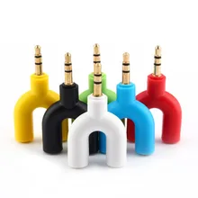 3.5mm 2 Way U Shaped Headphone Headset Earphone Audio Splitter Ideal for Sharing Music with Friends For Mobile Phone/MP3/IPad