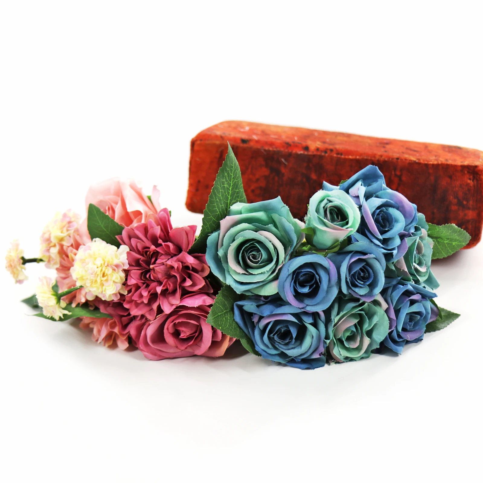1 Bunch Artificial Flower High Quality Wedding Fake Round Rose Bouquet Flower for Wedding Bride's Bouquet Home Party Decor 1 Bunch Artificial Flower High Quality Wedding Fake Round Rose Bouquet Flower for Wedding Bride's Bouquet Home Party Decor