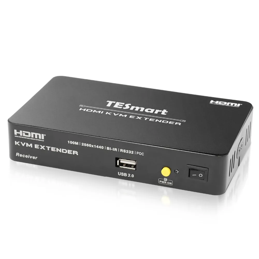 TESmart 328 футов удлинитель KVM HDMI по одной Cat5e/cat6 кабель 4K @ 30 Гц 1080 P с ИК-пульта дистанционного Поддержка дополнительный USB 2,0 RS232 PoC