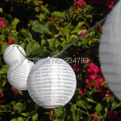 10 Chinese Lanterns Solar String Light White Outdoor Christmas