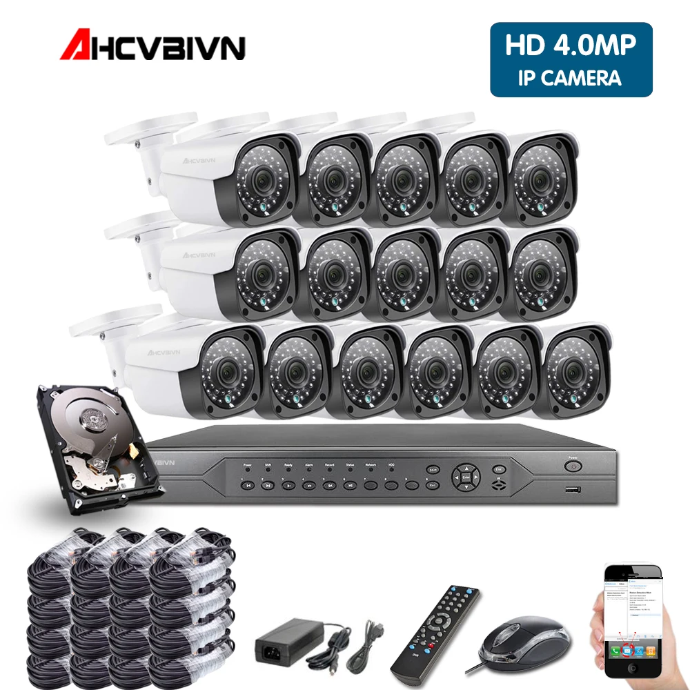  5MP HDMI POE NVR Kit CCTV sistema de seguridad DVR 16 Uds Audio registro IP Cámara P2P Video cámara