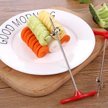 Ручной спиральный винтовой стержень для нарезки пластиковой проволоки картофеля моркови огурец овощи спиральный нож Кухня резьба инструмент 8