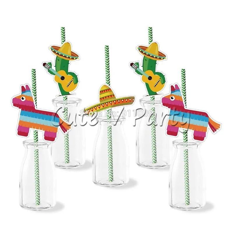 36 шт./лот Мексика вечерние одноразовая трубочка для питья бумага Кактус соломки для дней рождения Свадьба Baby Shower коктейльные соломинки