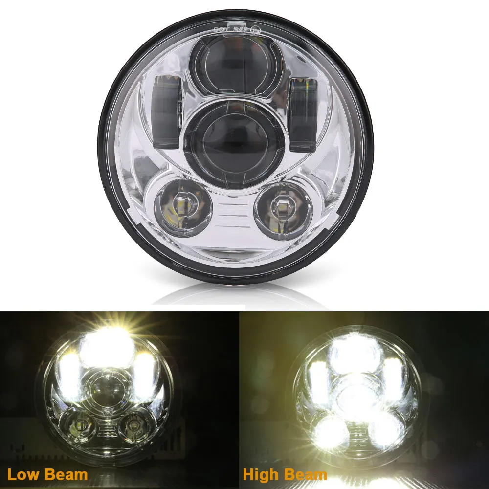 DOT 5 3/" светодиодный фонарь 5,75" светодиодная фара-прожектор для мотоциклов 48 Sportster/Dyna - Цвет: 45W silver