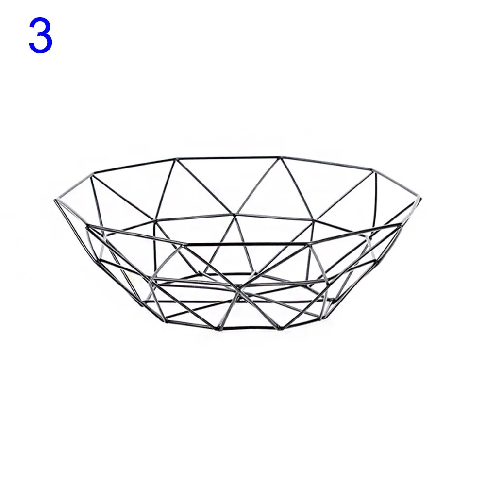 Железная креативная металлическая чаша сушка на подносе домашнее хранилище корзина для фруктов геометрические узоры фруктовая овощная проволочная корзина настольные лотки - Цвет: style 3