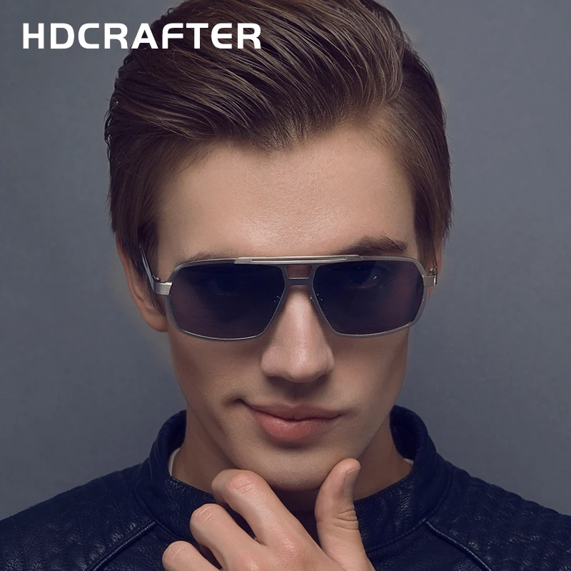 HDCRAFTER Классический Алюминиевый Магний мужские Солнцезащитные Очки Квадратные Поляризованные Вождения Солнцезащитные Очки óculos Мужской Очки Аксессуары