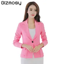 Весна блейзер Для женщин тонкий слой сплошной Повседневная куртка с длинным рукавом одна кнопка костюм леди Пиджаки для женщин Повседневная обувь с карманом bn1226