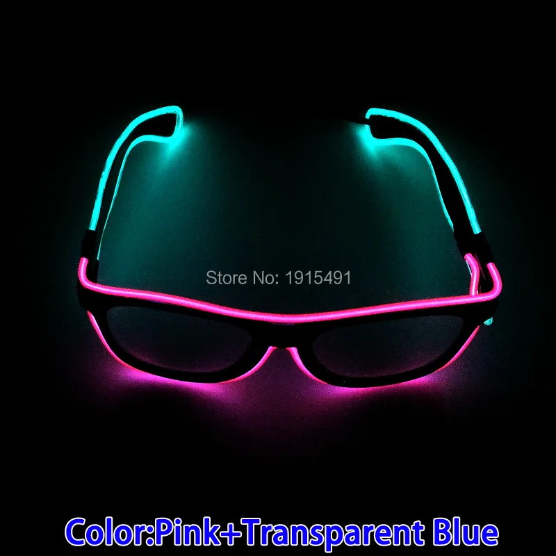 Блеск карнавальных Декор мигает розовый + голубой свет Солнцезащитные очки для женщин Праздничное освещение ночной клуб шоу холодный свет