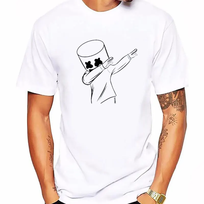 

Marshmello Dabbing Fan Art Mens Funny T Shirt Cotton Short Sleeve Men White Tshirt Clothing 2019 T-shirts Casual Tee Shirt Homme