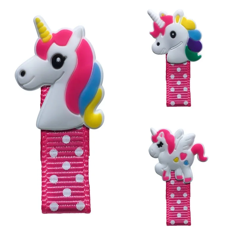 

10pcs Unicorns Fantasy Hairpins PVC Hair Clips for Girls Ribbon-Wrapped Hair Accessories Dot Printing Headwear Kids Gift