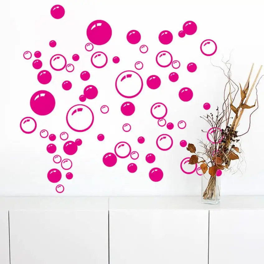 Домашний стикер «сделай сам», пузырьки, круг, съемные Настенные обои для ванной комнаты, наклейки на окна, наклейка для дома, сделай сам - Цвет: Hot Pink